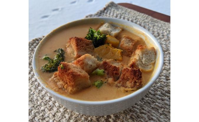 Carrot Ginger Soup with Roasted Vegetables