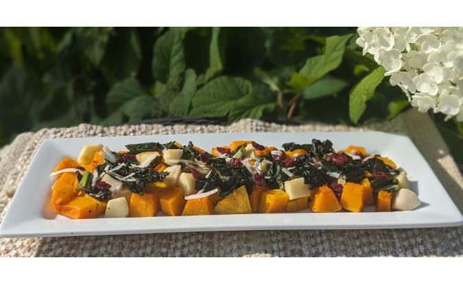 Roasted Butternut Squash and Apples with Krispy Kale