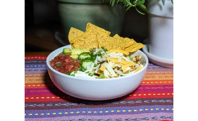 Slow-Cooked Chicken Chili Burrito Bowls