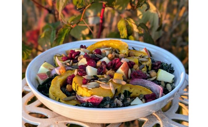 Roasted Delicata Squash and Kale Salad