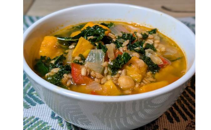 Sweet Potato, Kale and Chickpea Soup